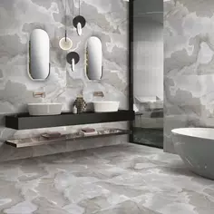 Глазурованный керамогранит Arcadia Ceramica Rex Onyx Blue 60x120 см 1.44 м² глянцевый цвет серо-голубой