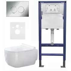 Комплект инсталляция с унитазом AM.PM Pulse FlashClean IS3LM0151.9P1702, безободковый с микролифтом, клавиша цвет хром Am.Pm.