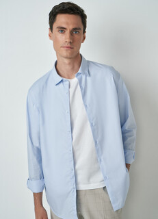 Рубашка Slim fit, Голубой Ostin