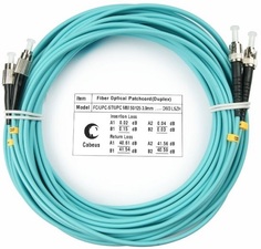 Кабель патч-корд волоконно-оптический Cabeus FOP-50-FC-ST-20m duplex FC-ST 50/125 mm OM3 20м LSZH