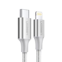 Кабель UGREEN US304 70523 USB-C to Lightning M/M, 1м, цвет: серебристый