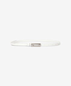 Ремень тонкий кожанный с пряжкой-рамкой белый GLVR (One size)