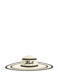 Плетеная шляпа K/Signature с контрастным декором в полоску Karl Lagerfeld