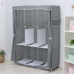 Шкаф тканевый каркасный, складной ladо́m, 125×45×168 см, цвет серый