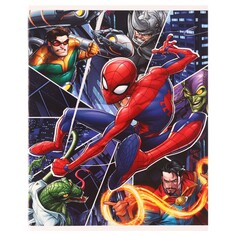 Тетрадь 48 листов в клетку, картонная обложка, блок №2, белизна 75% (серые листы), человек-паук Marvel