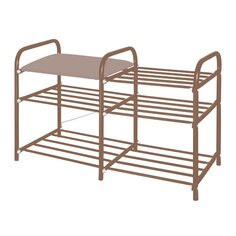 Полка для обуви металл, 3 секции, 50х33х79 см, с сидением, коричневая, Nika, ЭТЛ3-1/К