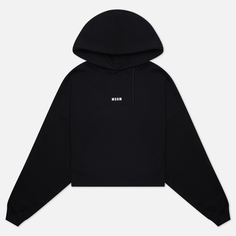 Женская толстовка MSGM Micrologo Basic Hoodie Short, цвет чёрный