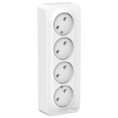 Розетки накладные розетка 4 поста SCHNEIDER ELECTRIC Blanca б/з б/ш 16А белый