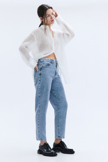 брюки джинсовые женские Джинсы mom fit укороченные с высокой посадкой Befree