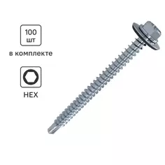 Саморезы кровельные по дереву с пресс-шайбой Standers цинк 4.8х35 100 шт.
