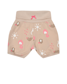 Бежевые шорты с принтом &quot;лебеди и коты&quot; Sanetta Kidswear