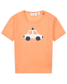 Оранжевая футболка с принтом &quot;машина&quot; Sanetta Kidswear
