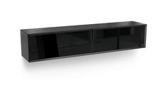 Шкаф навесной двухдверный, горизонтальный Glass, цвет Черный,черный Home
