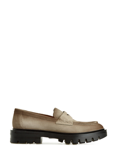 Пенни-лоферы из окрашенной вручную замши на массивной подошве Santoni
