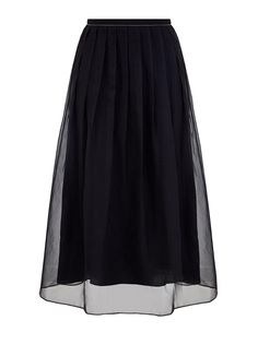 Юбка-миди Pleated из шелка Crispy с блестящим поясом Brunello Cucinelli