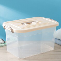 Контейнер для хранения с крышкой доляна, 10 л, 35,5×23,5×19 см, цвет бежевый