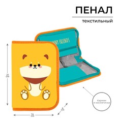 Пенал 1 секция 140 х 210 х 40 мм, откидной карман и косметичка, тканевый, calligrata top content