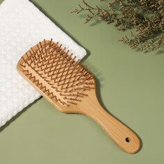 Расческа массажная bamboo 8*23,5±1см дерево(бамбук)/резина корич подвес/пакет qf Queen Fair