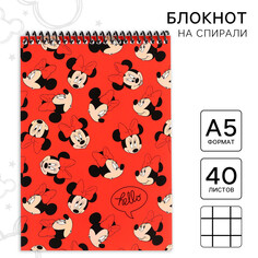 Блокнот а5, на гребне, 40 листов, минни маус Disney