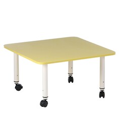 Стол детский регулируемый подкатной, группа 0-3, 700х700, желтый NO Brand