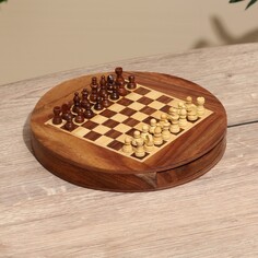 Шахматы магнитные 25,5х25,5х4 см, дерево шишам NO Brand