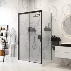 Душевой уголок Ceruttispa Marbella 120B L 118x78 см L, профиль черный матовый, стекло прозрачное