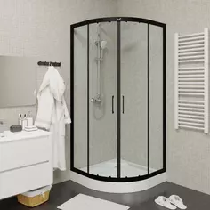 Душевой уголок Ceruttispa Viva 90B 88x88 см, профиль черный матовый, стекло прозрачное