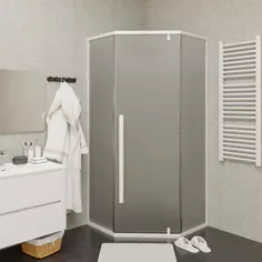 Душевой уголок Ceruttispa C3AWD 87x87 см, профиль белый матовый, стекло рифленое