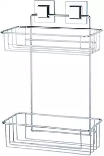 Полка для ванной Tekno-tel EF256 27 см, двойная, самоклеящаяся, хром