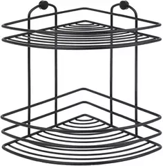 Полка для ванной Tekno-tel BK022B 20x20 см, угловая, двойная, черный матовый
