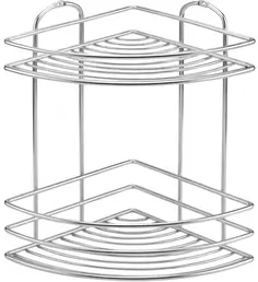 Полка для ванной Tekno-tel BK022SSM 20x20 см, угловая, двойная, нержавеющая сталь