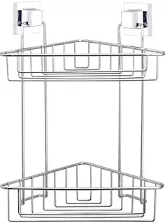 Полка для ванной Tekno-tel EF257 21x21 см, угловая, двойная, самоклеящаяся, хром