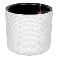 Кашпо пластик, 13.5 л, 28х28х25.5 см, со встав, автополив, бел, Idea, Фасет, М 3238
