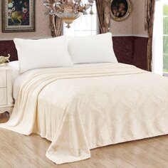 Плед евро, 200х220 см, велсофт жаккард, 100%пэ, CL Home, Parma, молочн, 200/062-OP/LA