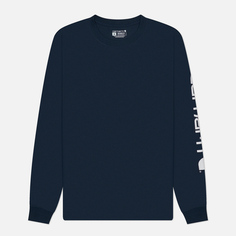 Мужской лонгслив Carhartt Relaxed Fit Heavyweight Logo Sleeve Graphic, цвет синий