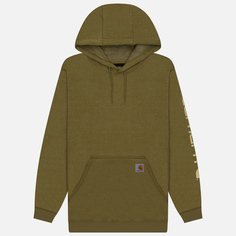 Мужская толстовка Carhartt Loose Fit Midweight Logo Sleeve Graphic Hoodie, цвет оливковый