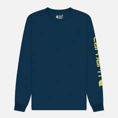 Мужской лонгслив Carhartt Relaxed Fit Heavyweight Logo Sleeve Graphic, цвет синий