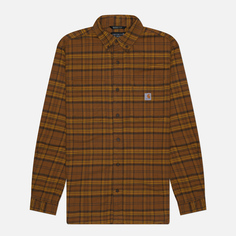 Мужская рубашка Carhartt Rugged Flex Relaxed Fit Midweight Flannel Plaid, цвет коричневый
