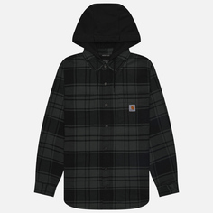 Мужская рубашка Carhartt Rugged Flex Relaxed Fit Flannel Fleece Lined Hooded, цвет серый