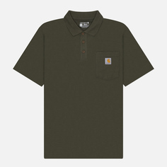 Мужское поло Carhartt Loose Fit Midweight Pocket, цвет оливковый