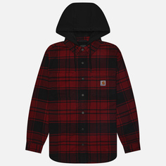 Мужская рубашка Carhartt Rugged Flex Relaxed Fit Flannel Fleece Lined Hooded, цвет красный