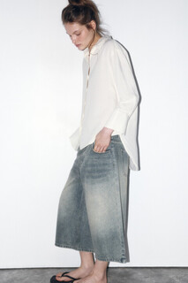 блузка женская Рубашка oversize льняная с укороченными рукавами Befree