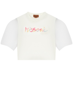 Футболка с разноцветным лого, белая Missoni