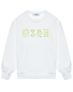 Свитшот с логотипом вышитым бусинками, белый MSGM