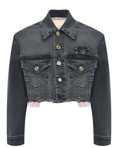 Джинсовая куртка с рваным краем Elisabetta Franchi la mia bambina