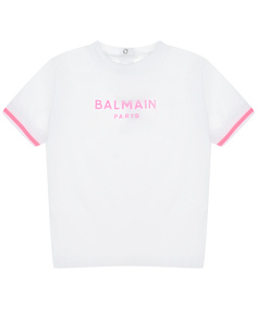 Футболка с розовым лого Balmain