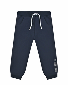 Спортивные брюки с белым лого, синие Bikkembergs