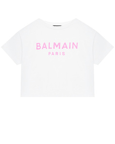 Футболка с розовым лого Balmain