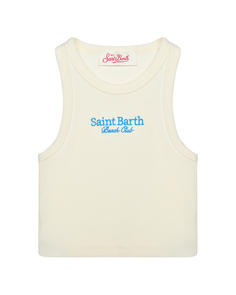 Майка с вышитым логотипом, белая Saint Barth