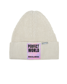 Бежевая шапка с патчем &quot;Perfect world&quot; Il Trenino
